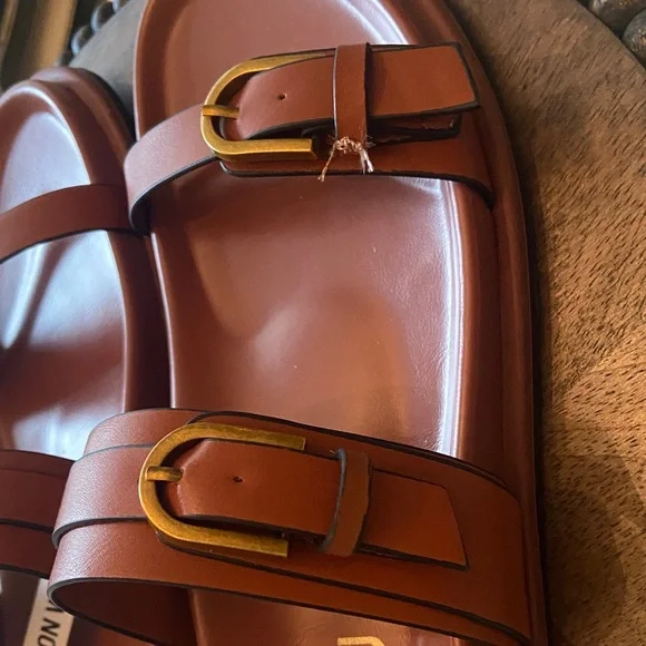 Jason Wu Rhonda Double Gold Buckle Slide Sandals - Picture 5 of 6